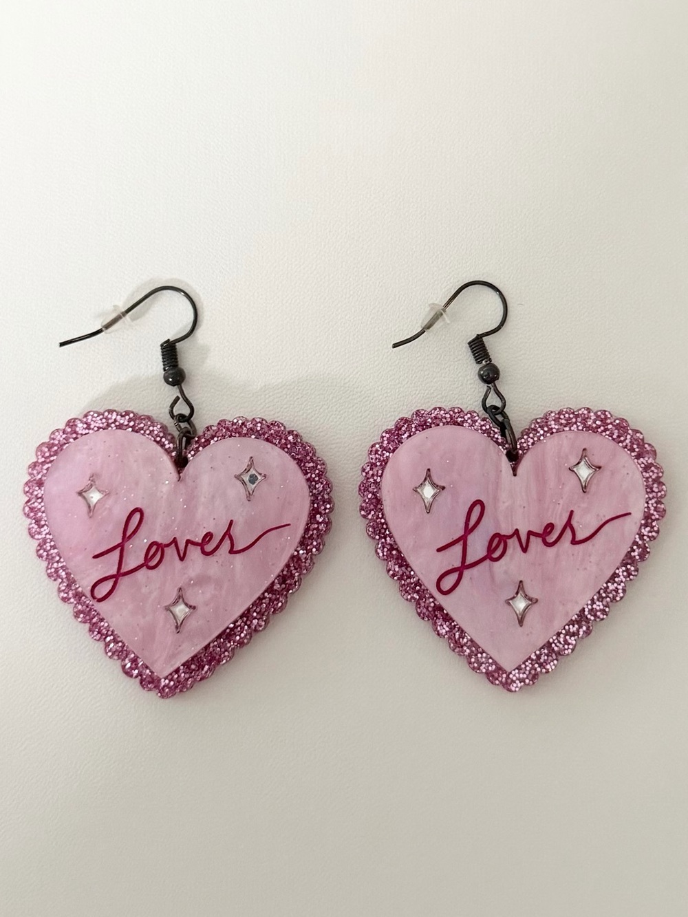 Taylor swift Pink Heart 'Lover' Drop Earrings
